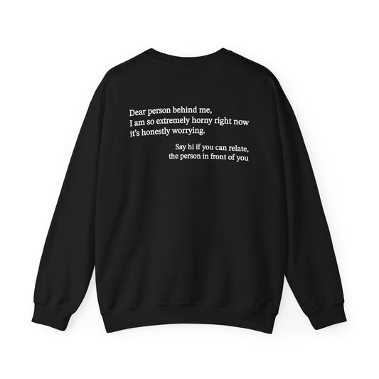 Illicit Shirts Dear Person Behind Me Horny Crewneck