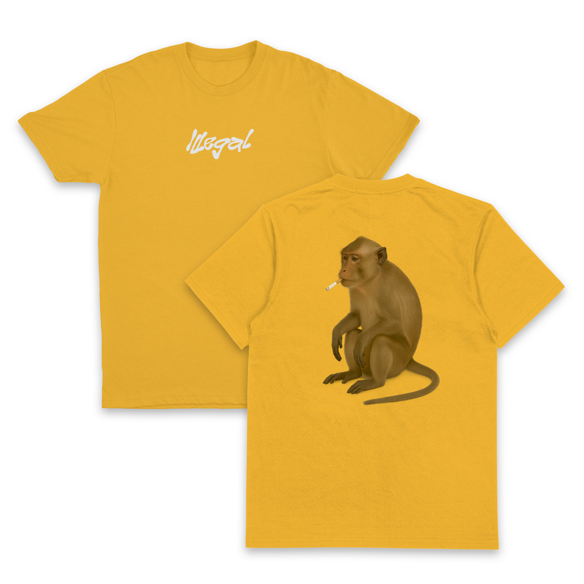 Monkey Smoking Cigarette T-Shirt (Backprint)