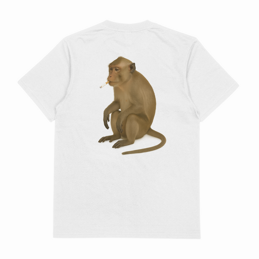 Illicit Shirts Monkey Smoking Cigarette T-Shirt (Backprint)
