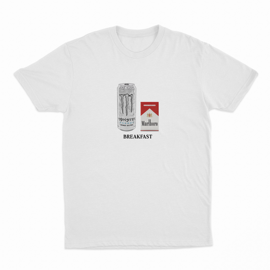 Illicit Shirts White Monster Marlboro Red Cigarette Breakfast T-Shirt